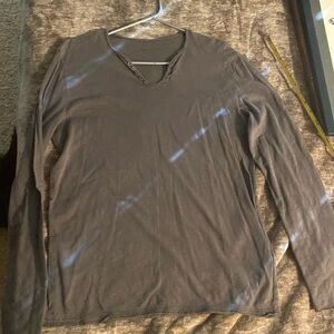 Zadig & Voltaire Men’s Gray Split Neck Long Sleeve Shirt